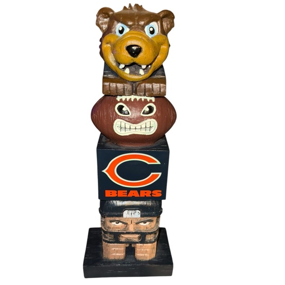 NFL Other - 🏈 Chicago Bears Carved Wooden Totem Statue | NFL Garden Decor 🐻